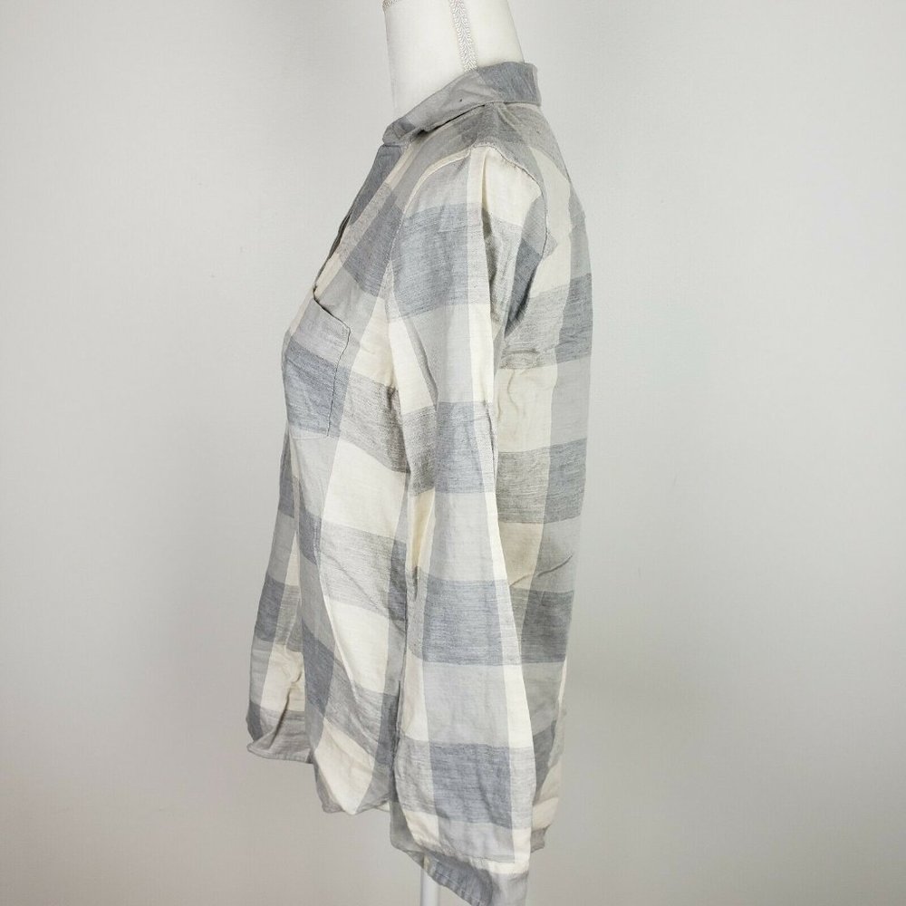 J. Crew Gray Plaid Flannel Long Sleeve - Picture 4 of 7
